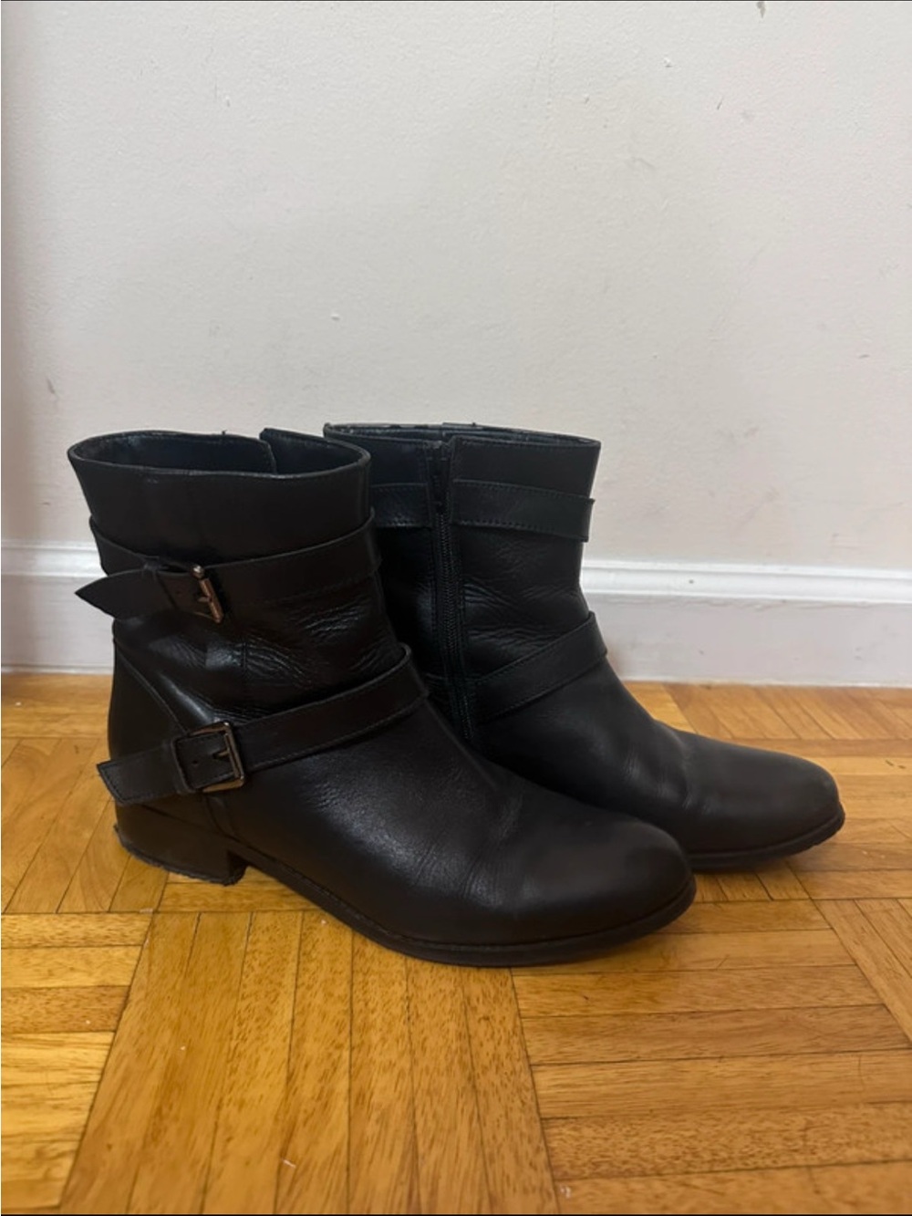 Women’s Black Leather Ankle Boots - Classic Strap Detail